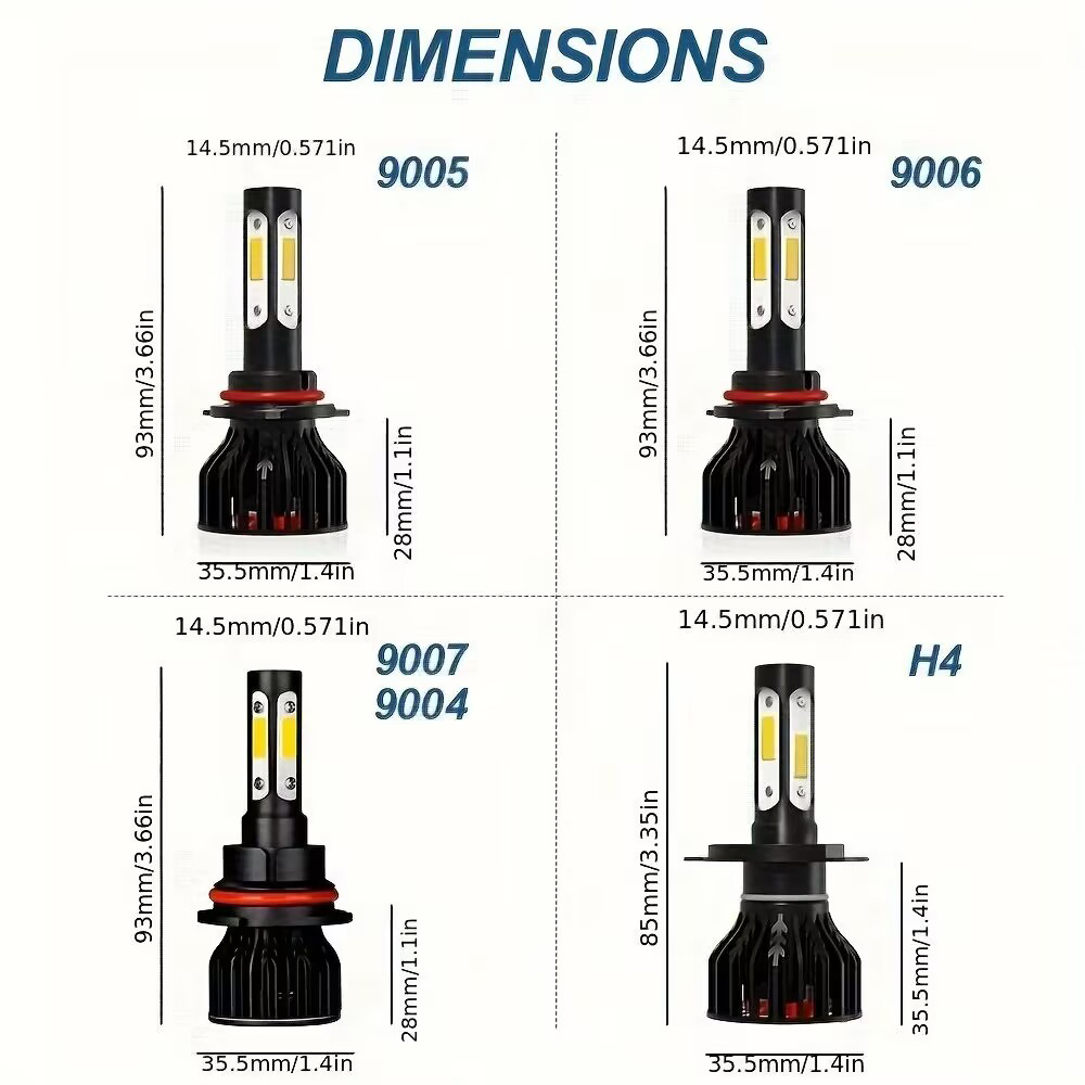 2 adet Yeni 4 Taraflı 9005/HB3 - Actinic Blue Led incelemesi ve fiyatı